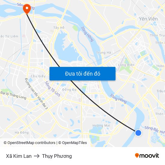 Xã Kim Lan to Thụy Phương map