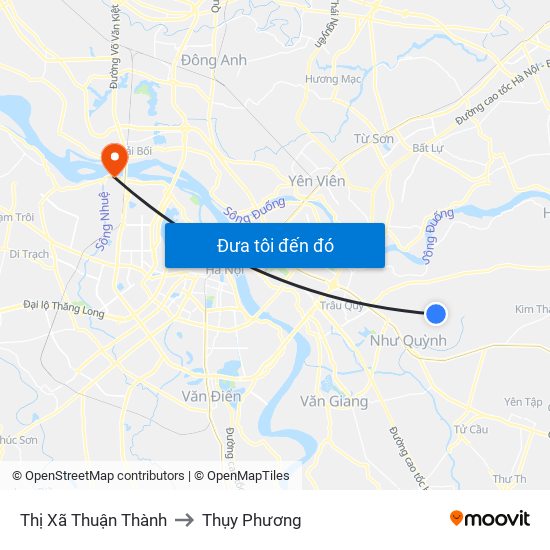 Thị Xã Thuận Thành to Thụy Phương map