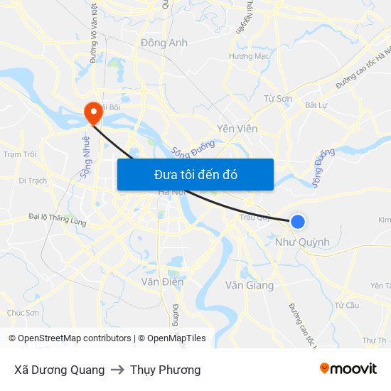 Xã Dương Quang to Thụy Phương map