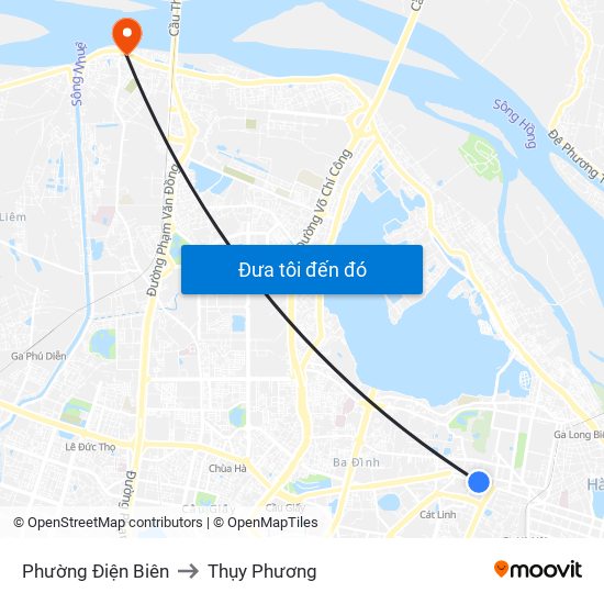 Phường Điện Biên to Thụy Phương map