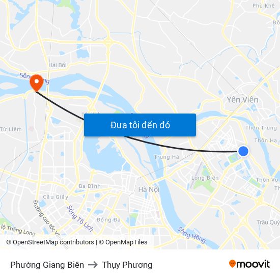 Phường Giang Biên to Thụy Phương map