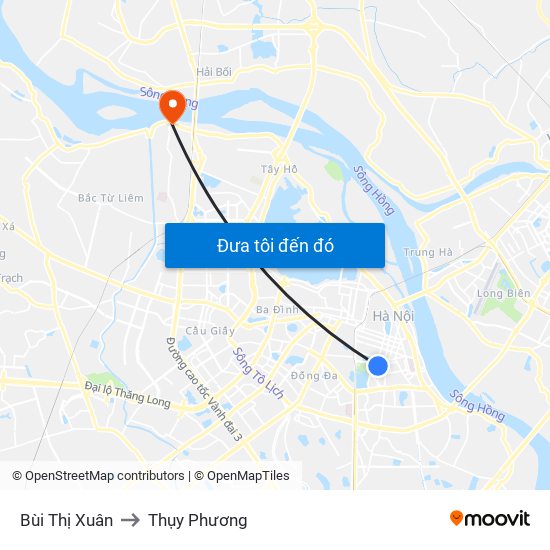 Bùi Thị Xuân to Thụy Phương map