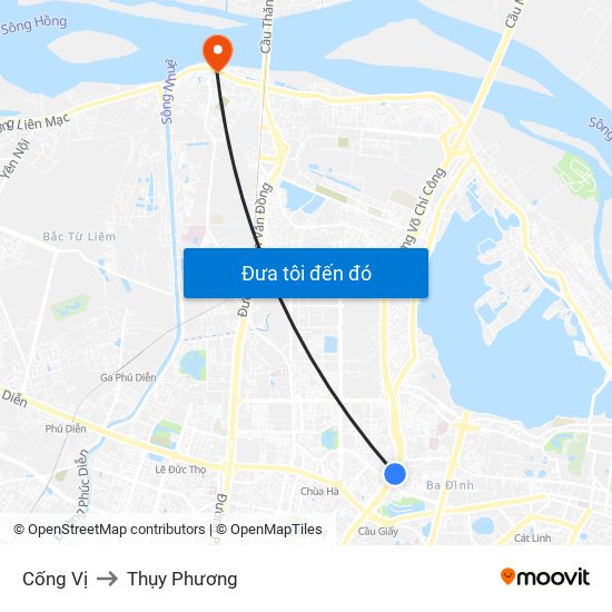 Cống Vị to Thụy Phương map