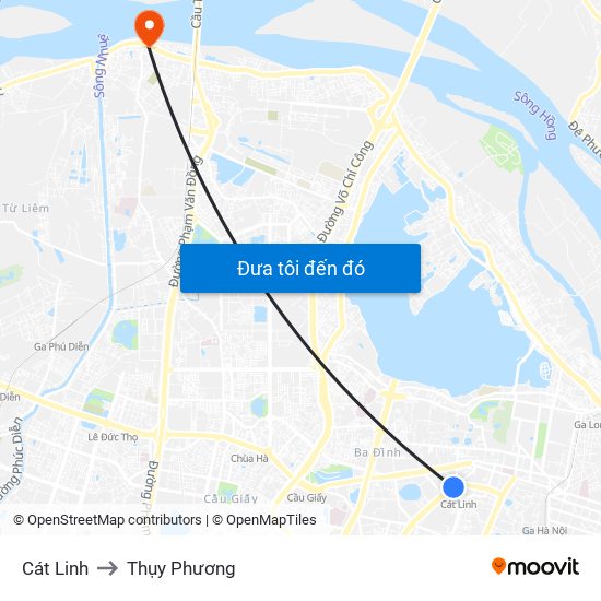 Cát Linh to Thụy Phương map