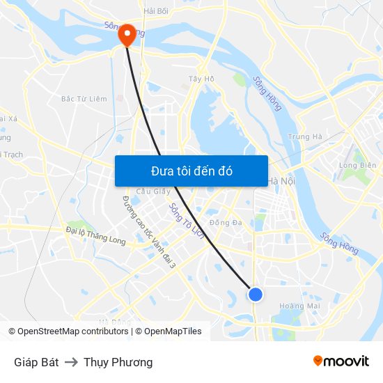 Giáp Bát to Thụy Phương map