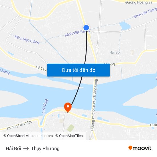 Hải Bối to Thụy Phương map