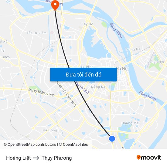 Hoàng Liệt to Thụy Phương map