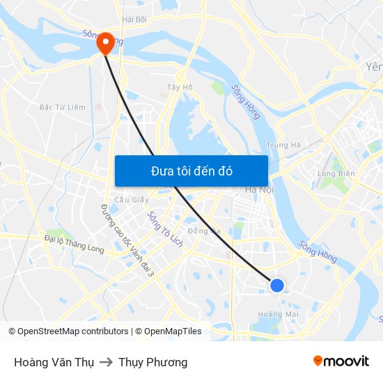 Hoàng Văn Thụ to Thụy Phương map