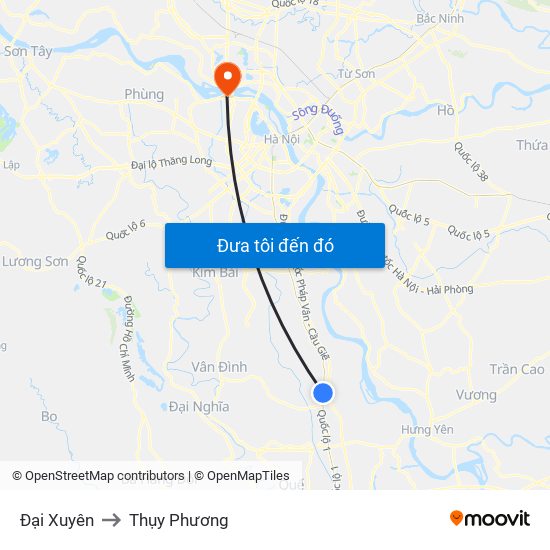 Đại Xuyên to Thụy Phương map