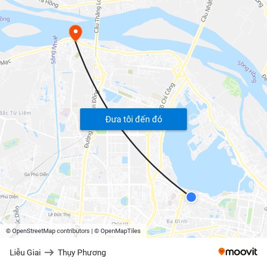 Liễu Giai to Thụy Phương map