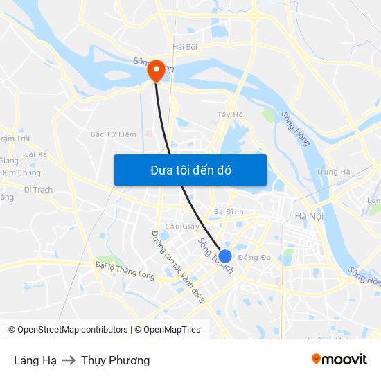 Láng Hạ to Thụy Phương map