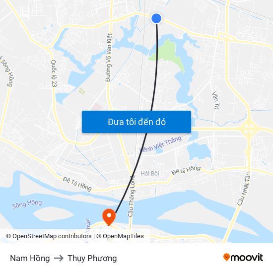 Nam Hồng to Thụy Phương map