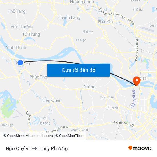 Ngô Quyền to Thụy Phương map