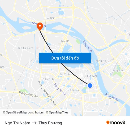 Ngô Thì Nhậm to Thụy Phương map