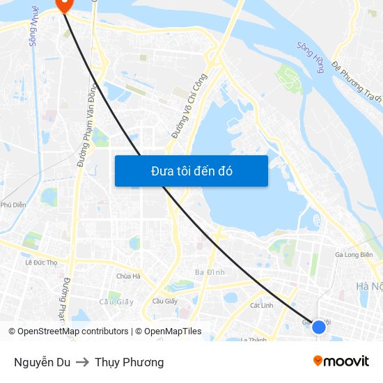 Nguyễn Du to Thụy Phương map