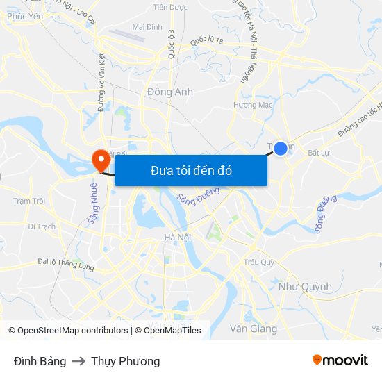 Đình Bảng to Thụy Phương map