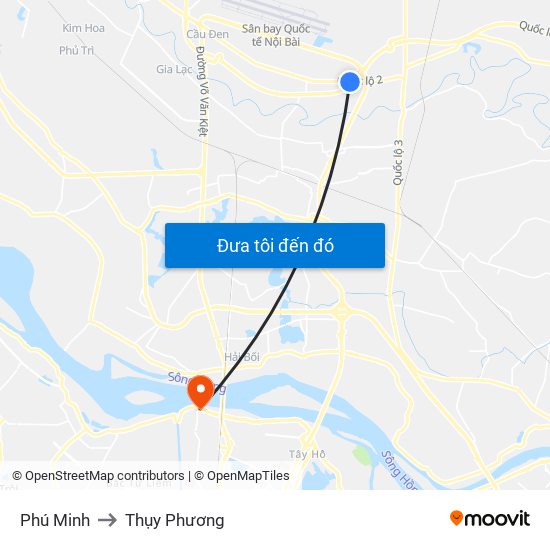 Phú Minh to Thụy Phương map