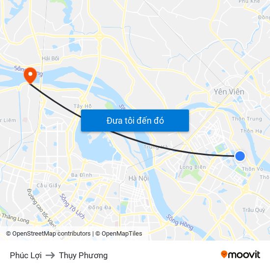 Phúc Lợi to Thụy Phương map