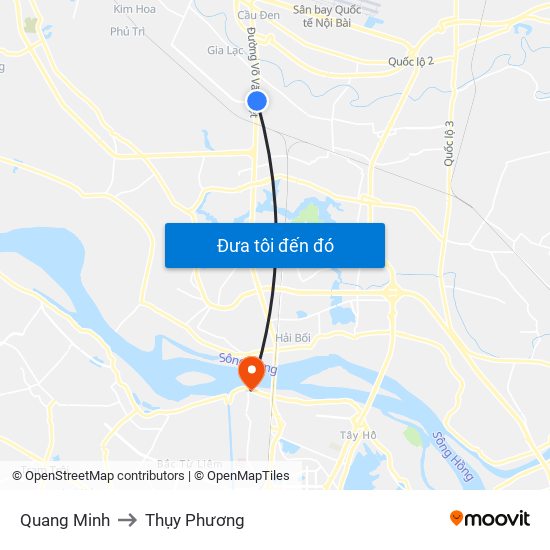 Quang Minh to Thụy Phương map