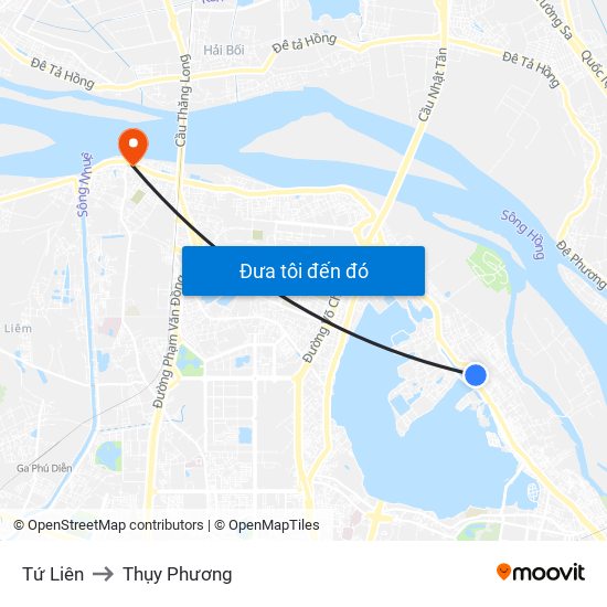 Tứ Liên to Thụy Phương map