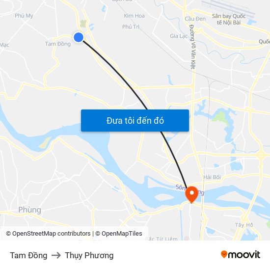 Tam Đồng to Thụy Phương map