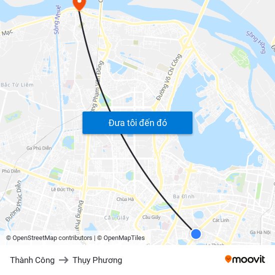 Thành Công to Thụy Phương map