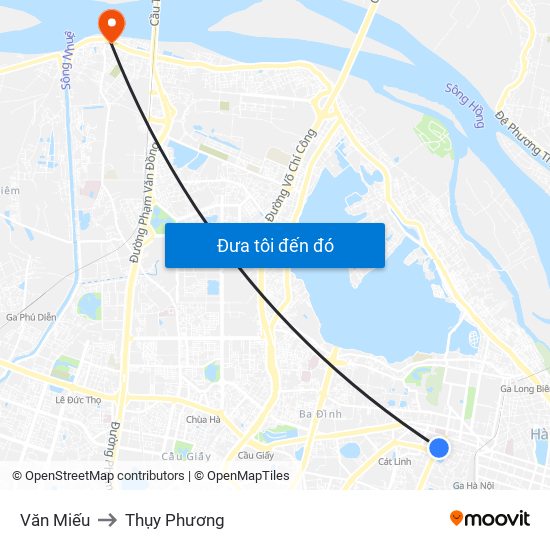 Văn Miếu to Thụy Phương map