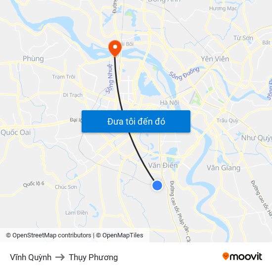 Vĩnh Quỳnh to Thụy Phương map