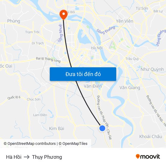 Hà Hồi to Thụy Phương map