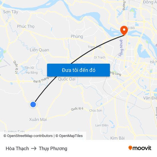 Hòa Thạch to Thụy Phương map