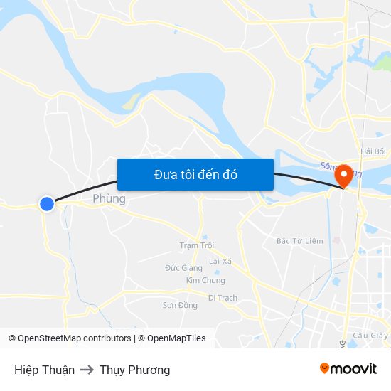 Hiệp Thuận to Thụy Phương map