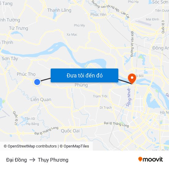 Đại Đồng to Thụy Phương map