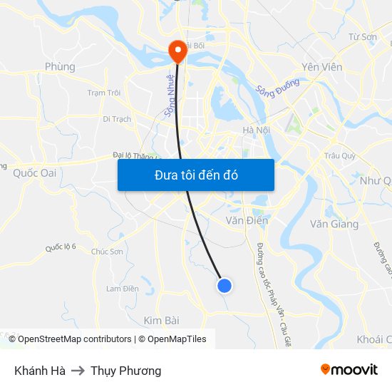 Khánh Hà to Thụy Phương map