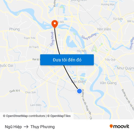 Ngũ Hiệp to Thụy Phương map