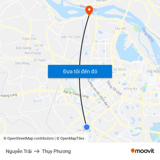 Nguyễn Trãi to Thụy Phương map