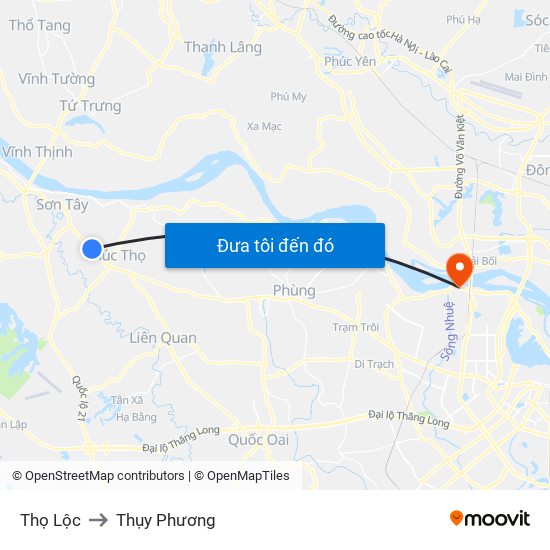 Thọ Lộc to Thụy Phương map