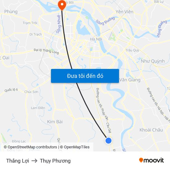 Thắng Lợi to Thụy Phương map