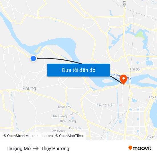 Thượng Mỗ to Thụy Phương map