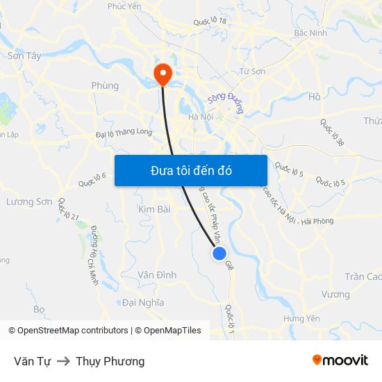 Văn Tự to Thụy Phương map