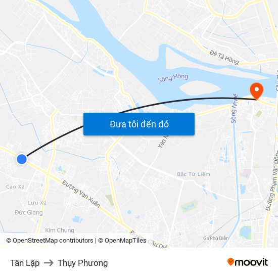 Tân Lập to Thụy Phương map