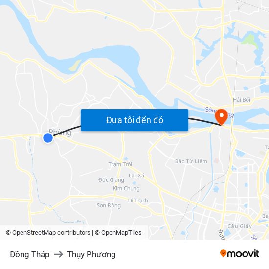 Đồng Tháp to Thụy Phương map