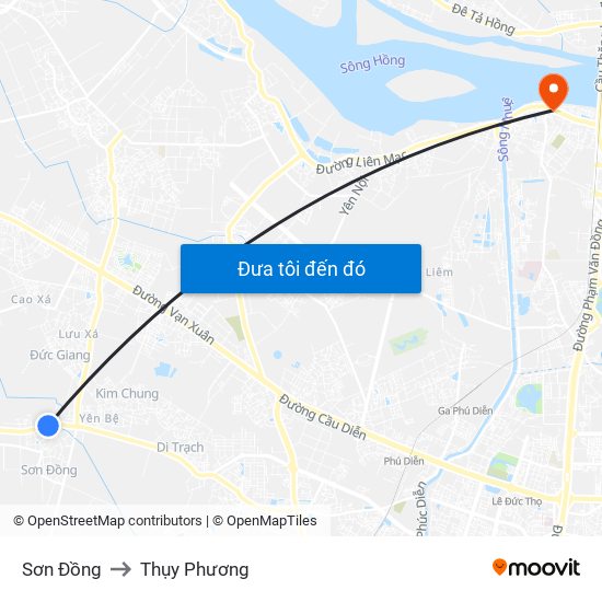 Sơn Đồng to Thụy Phương map