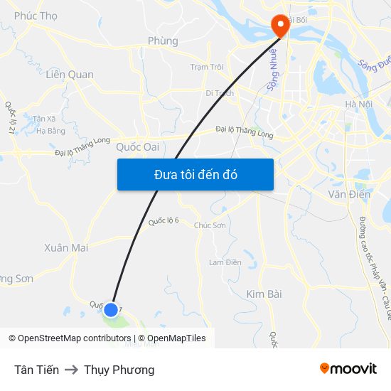 Tân Tiến to Thụy Phương map