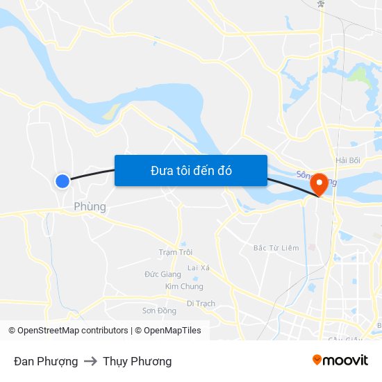 Đan Phượng to Thụy Phương map