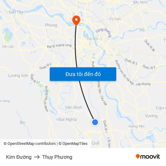 Kim Đường to Thụy Phương map