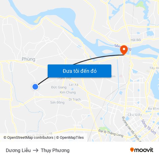 Dương Liễu to Thụy Phương map