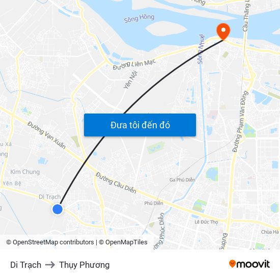 Di Trạch to Thụy Phương map