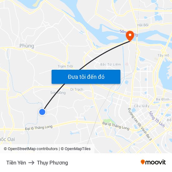 Tiền Yên to Thụy Phương map