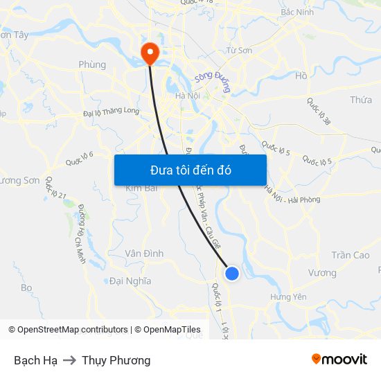 Bạch Hạ to Thụy Phương map