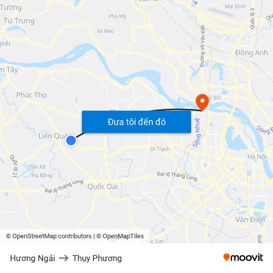 Hương Ngải to Thụy Phương map